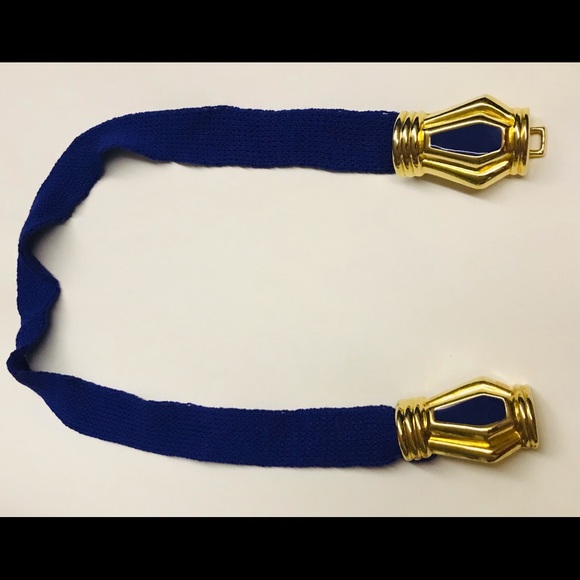 Designer Purple Knit Belt Gold Color Enamel on Both Parts of Buckle 31 7/8” Long - Picture 4 of 16